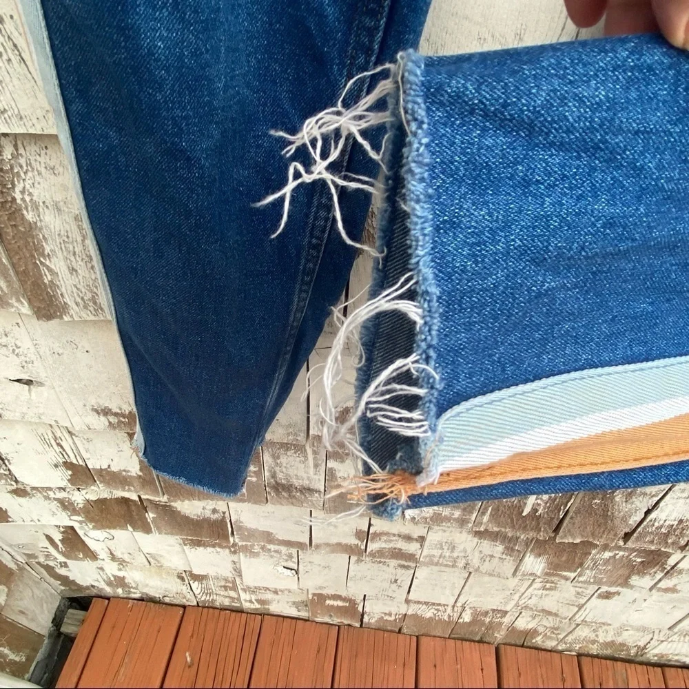 Bershka Mom High Rise Raw Hem Stripe Jeans